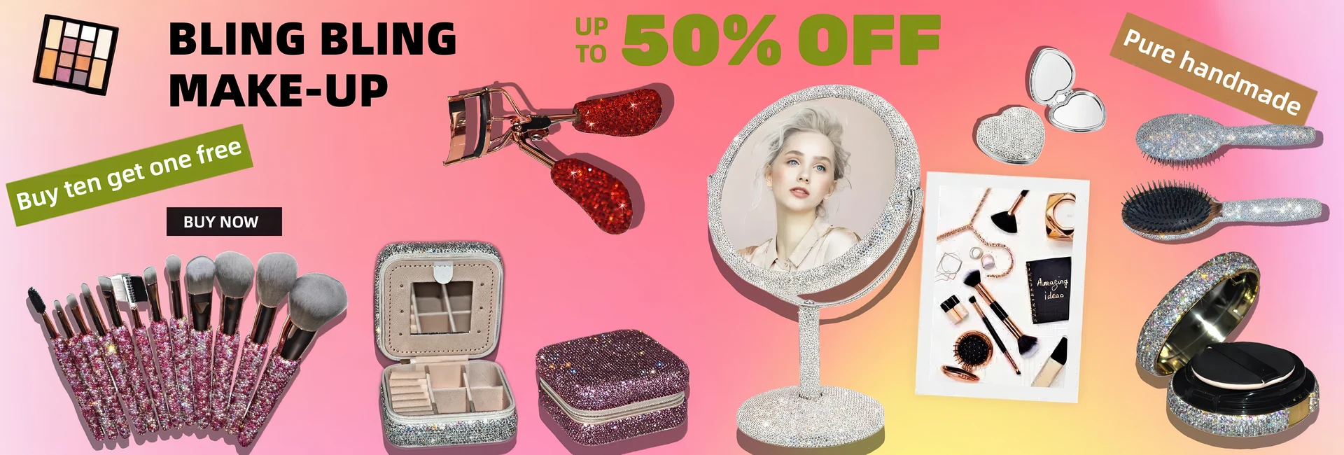 Bling beauty accessories collection banner
