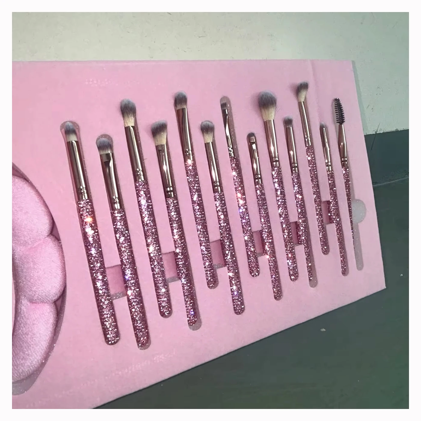 Full Pink Crystal Makeup Brush Set
